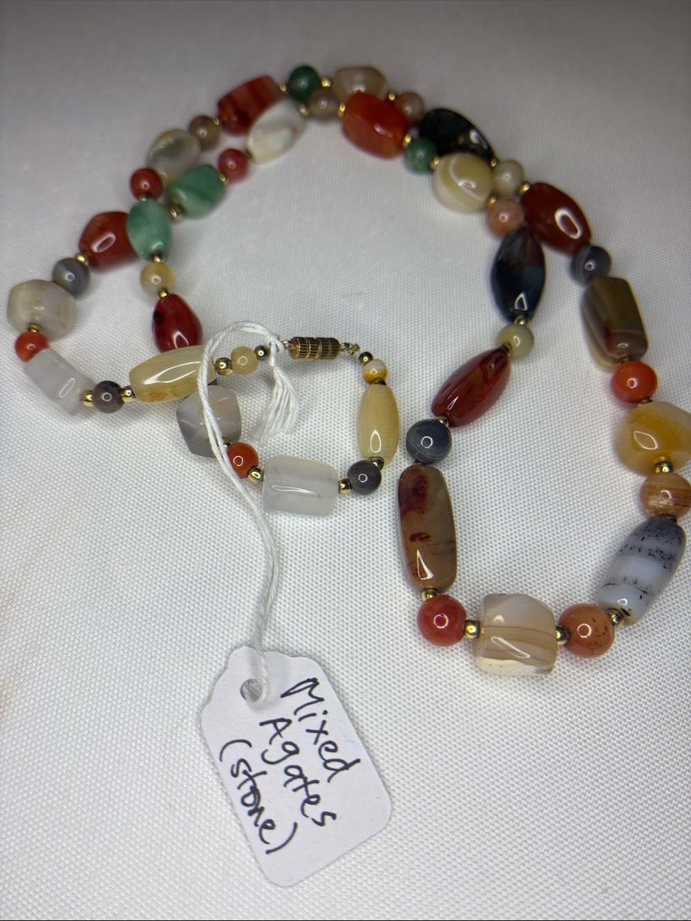 Handcrafted mixed agate stone long necklace